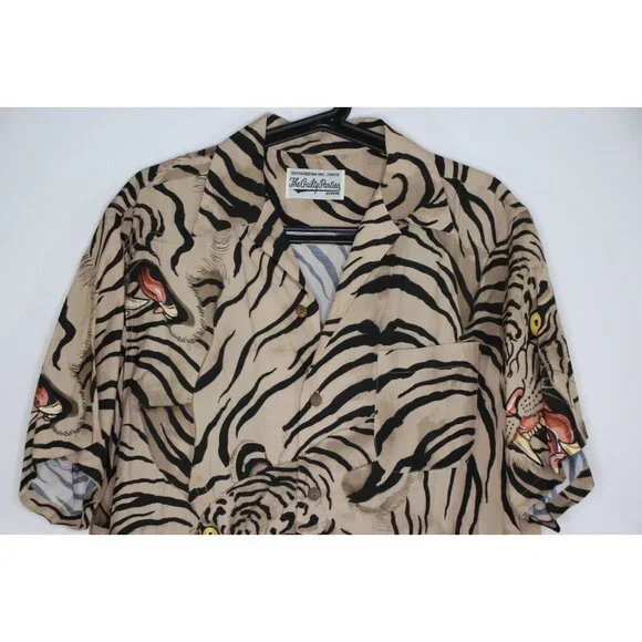 Wacko Maria x Tim Lehi Mens Small Tiger Camp Button Up Hawaiian Shirt RARE A1613 - Picture 2 of 8